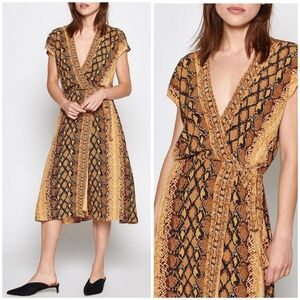 Joie Bethwyn corn snake print wrap dress S